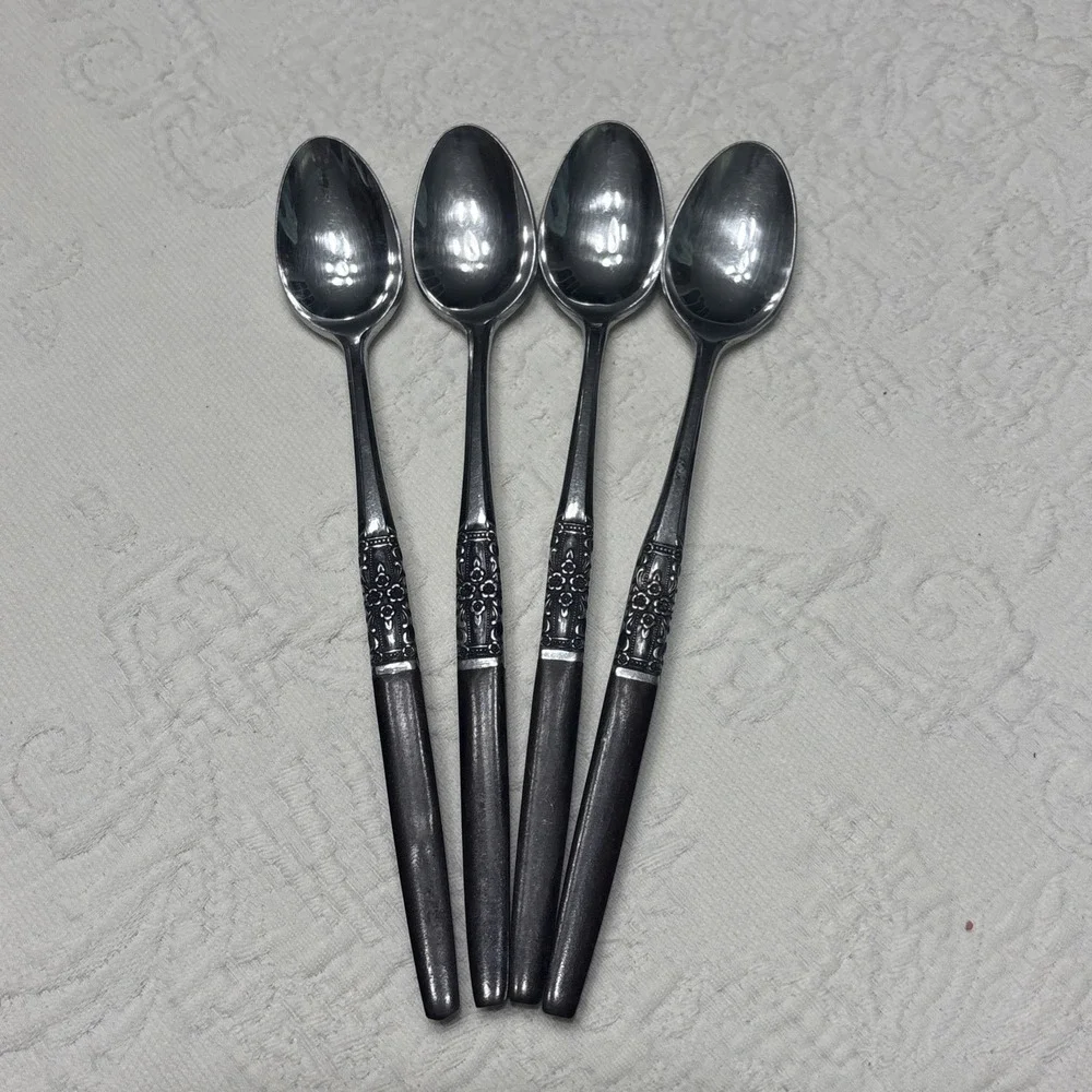 4Pcs Vtg Oneida Northland Napa Valley Stainless Iced Teaspoon Japan Discontinued